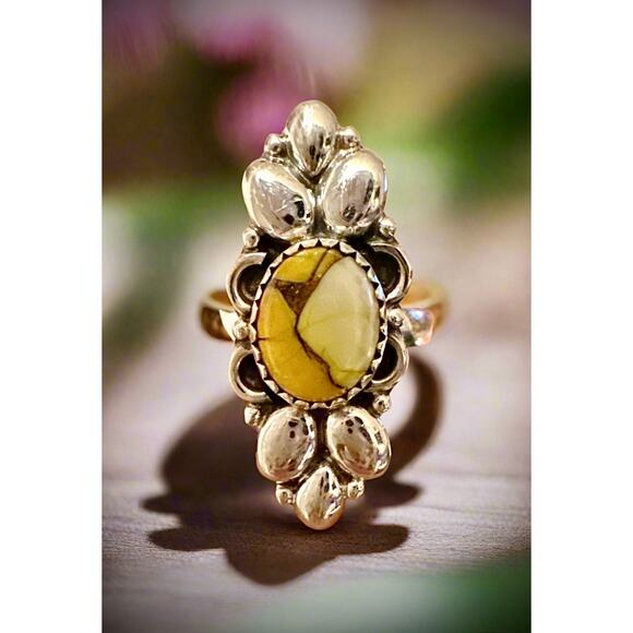 Honey Dahlia Oval Sterling Silver Ring 1.30” Long Size 9 - Picture 4 of 7